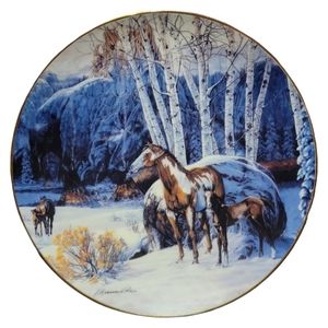 Vtg 94 Camp Of The Sacred Dogs W.L. George COA Porcelain Gold Plate Painted Pony
